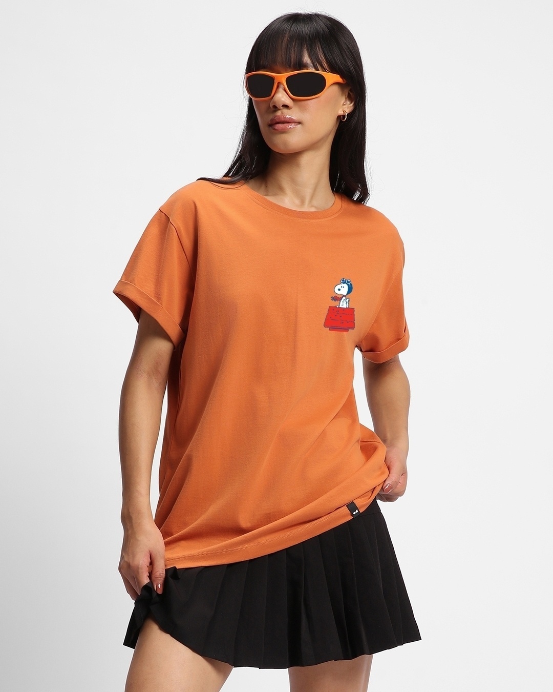 Shop Women's Orange Born To Fly Graphic Printed Boyfriend T-shirt-Back