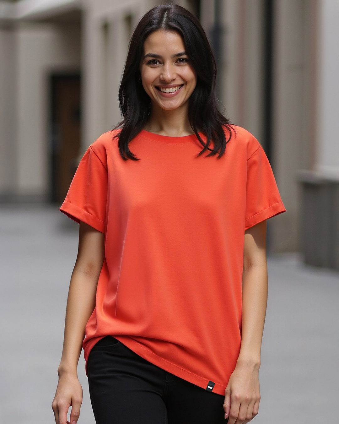 Buy Women's Orange Boyfriend T-shirt Online at Bewakoof