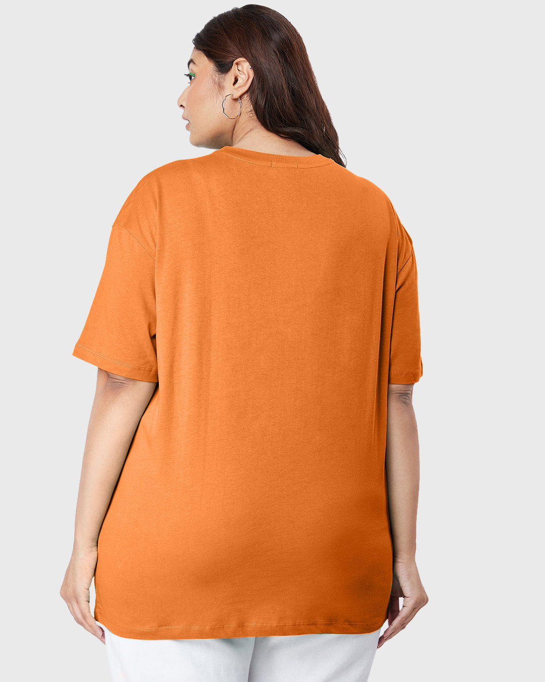 Shop Women's Orange Dope Bear Graphic Printed Oversized Plus Size T-shirt-Back