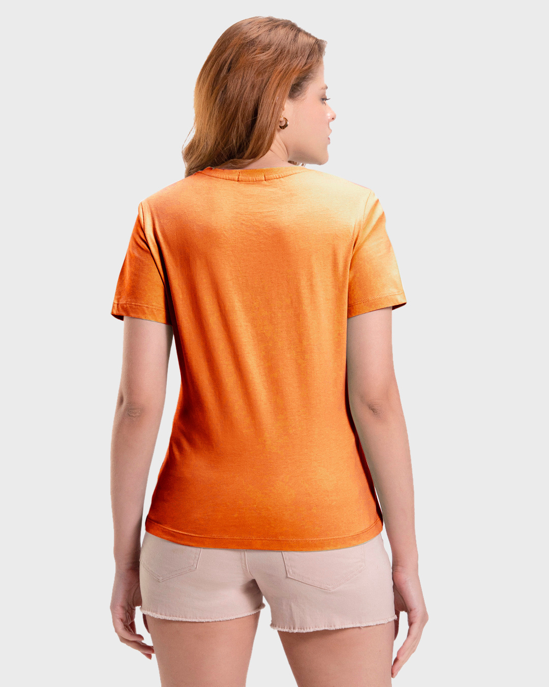 Shop Women's Orange Friends Logo Typography T-shirt-Back