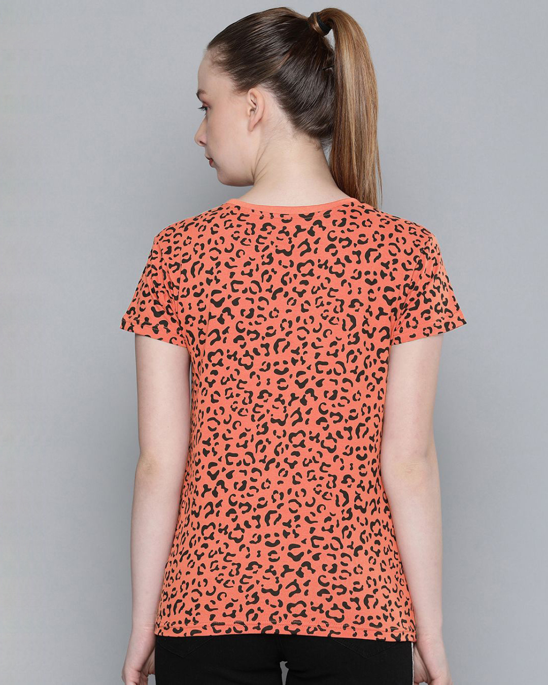 Shop Women's Orange Graphic Print T-shirt-Back