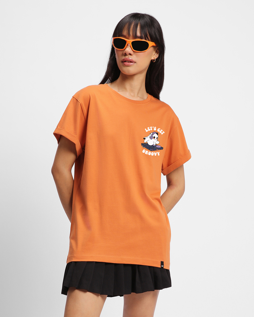 Shop Women's Orange Groove Graphic Printed Boyfriend T-shirt-Back