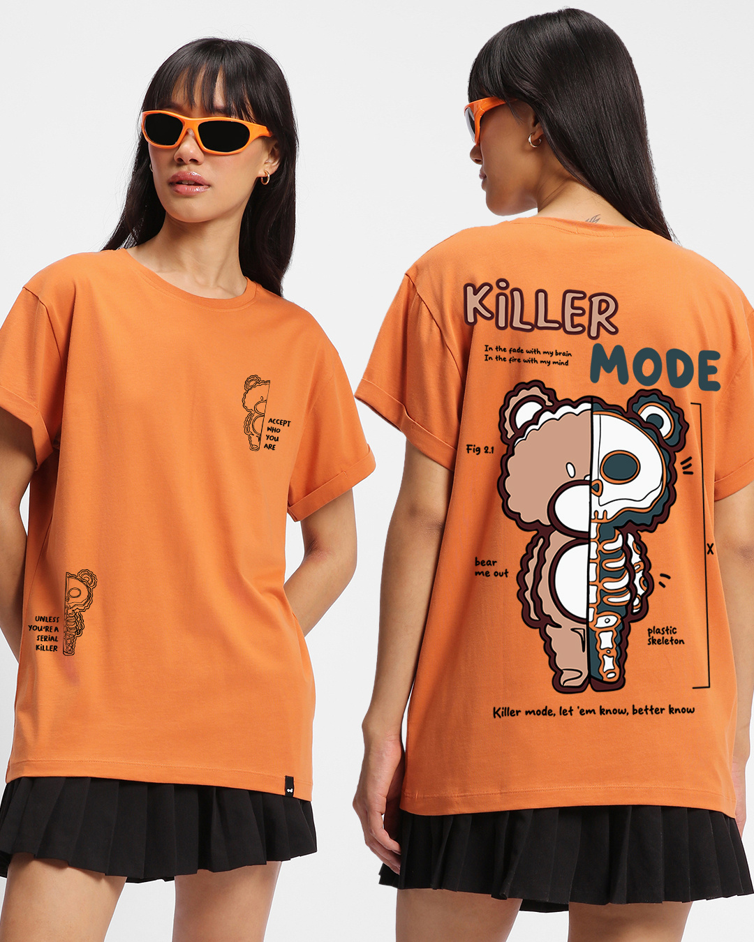 Buy Women's Orange Killer Mode Graphic Printed Boyfriend Tshirt for Women Online at Bewakoof