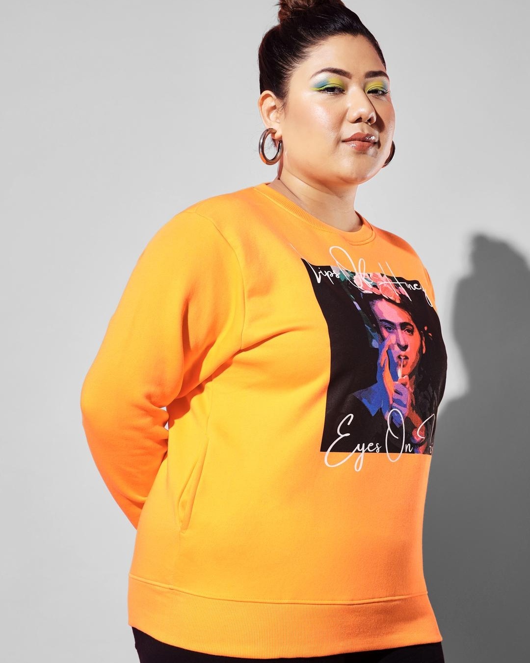 Shop Women's Orange Lips Of Honey Printed Sweatshirt-Back