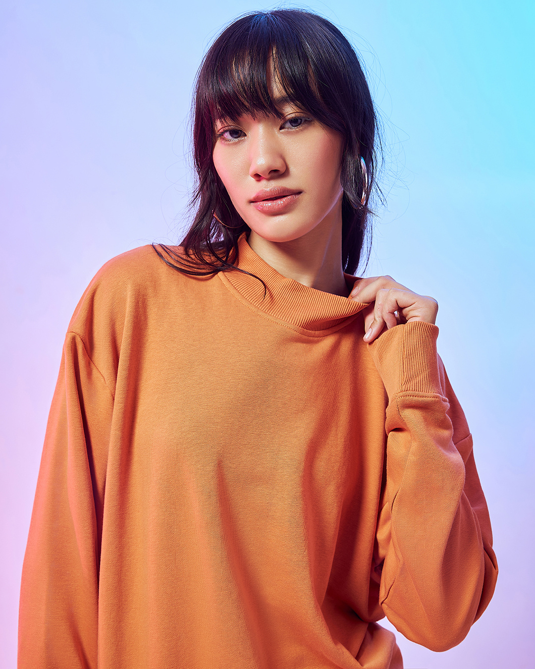 Orange oversized sweatshirt sale