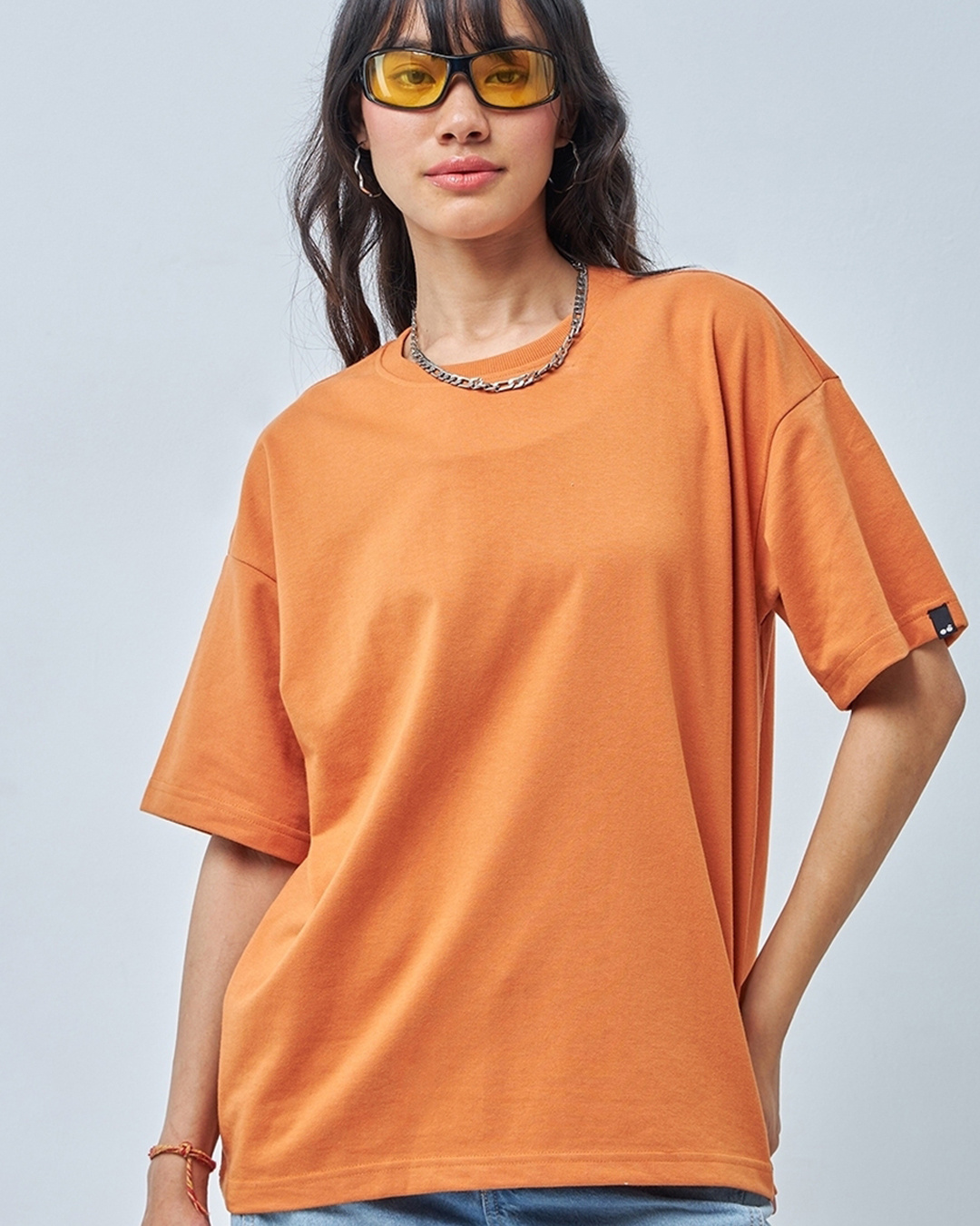 Orange Printed Oversized T-shirt
