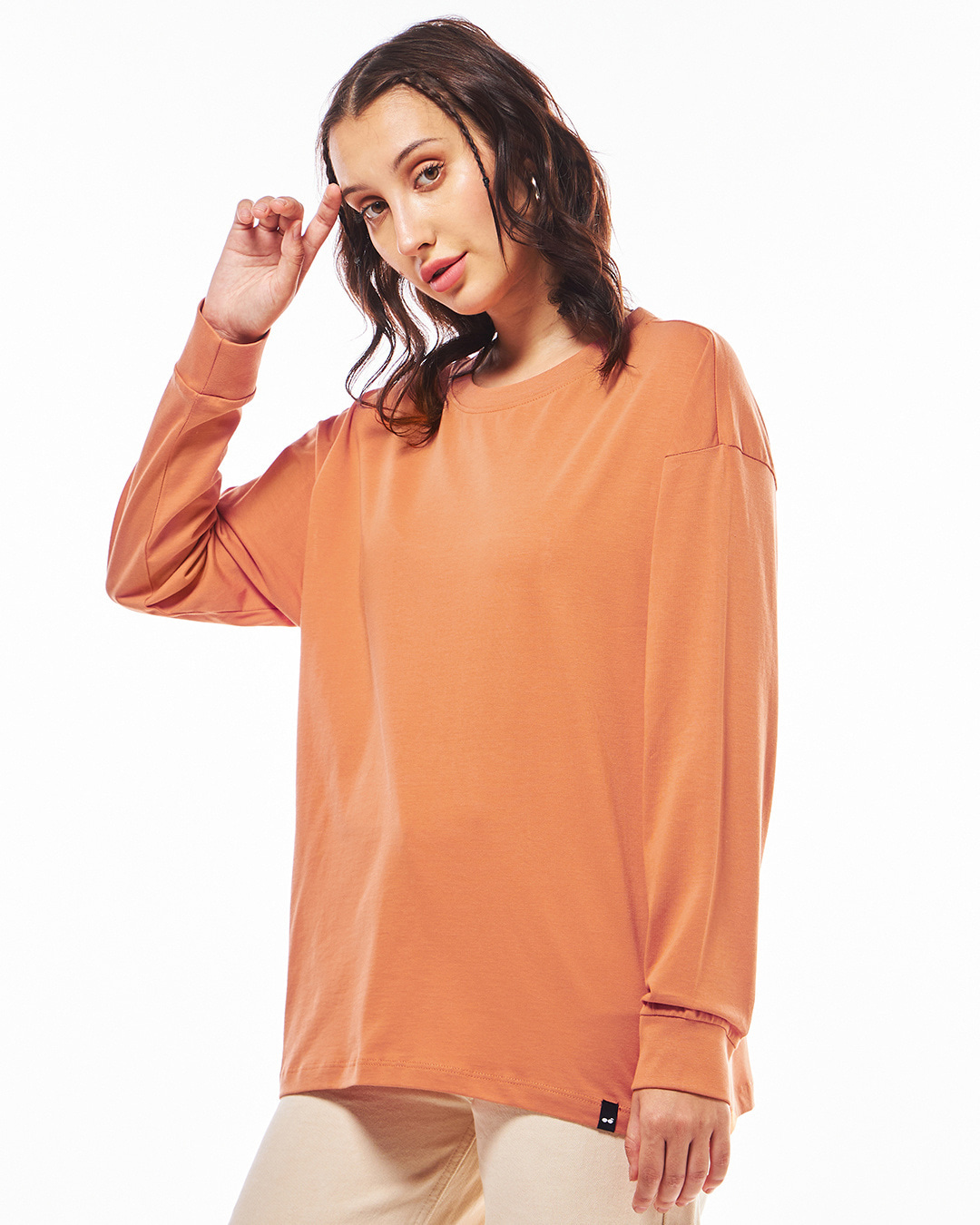 Shop Women's Orange Oversized T-shirt-Back