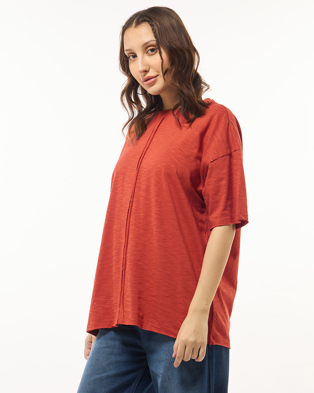 Shop Women's Orange Oversized T-shirt-Back