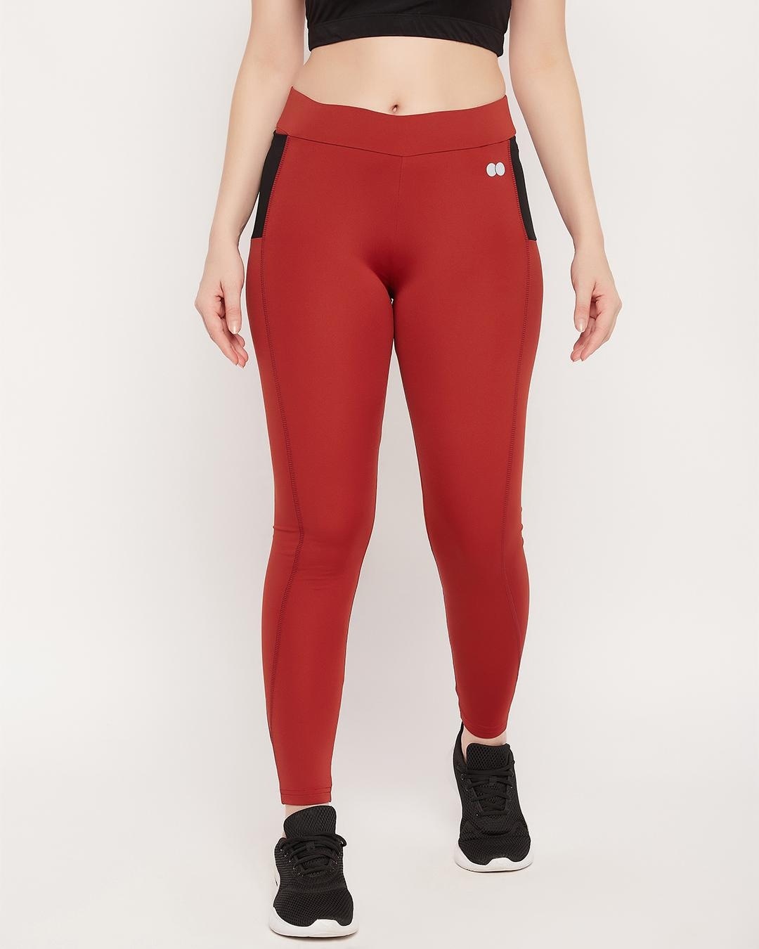 Buy Women's Red Slim Fit Tights Online at Bewakoof