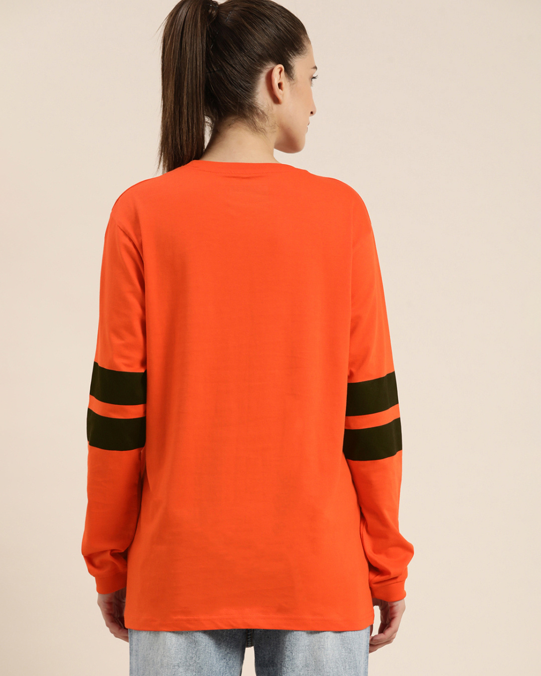 Shop Women's Orange Solid Oversized T-shirt-Back