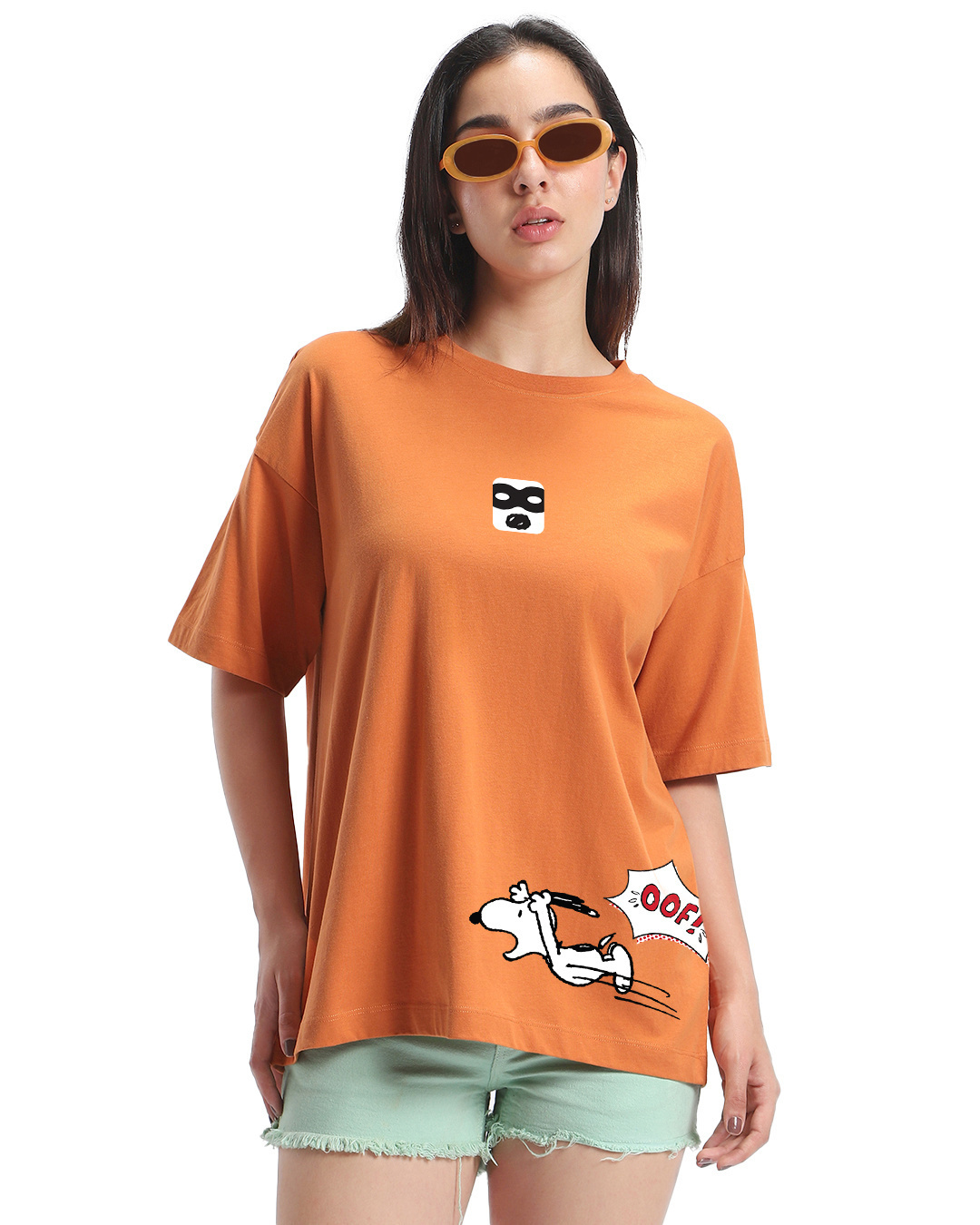 Shop Women's Orange Super Power Graphic Printed Oversized T-shirt-Back