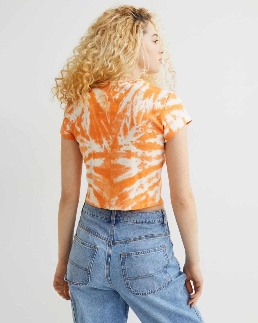 Shop Women's Orange Tie & Dye Crop T-shirt-Back