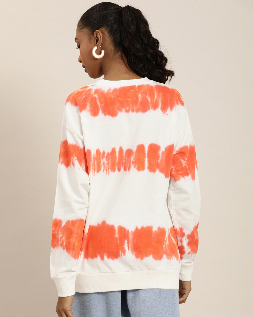 Shop Women's Orange Tie & Dye Oversized Sweatshirt-Back