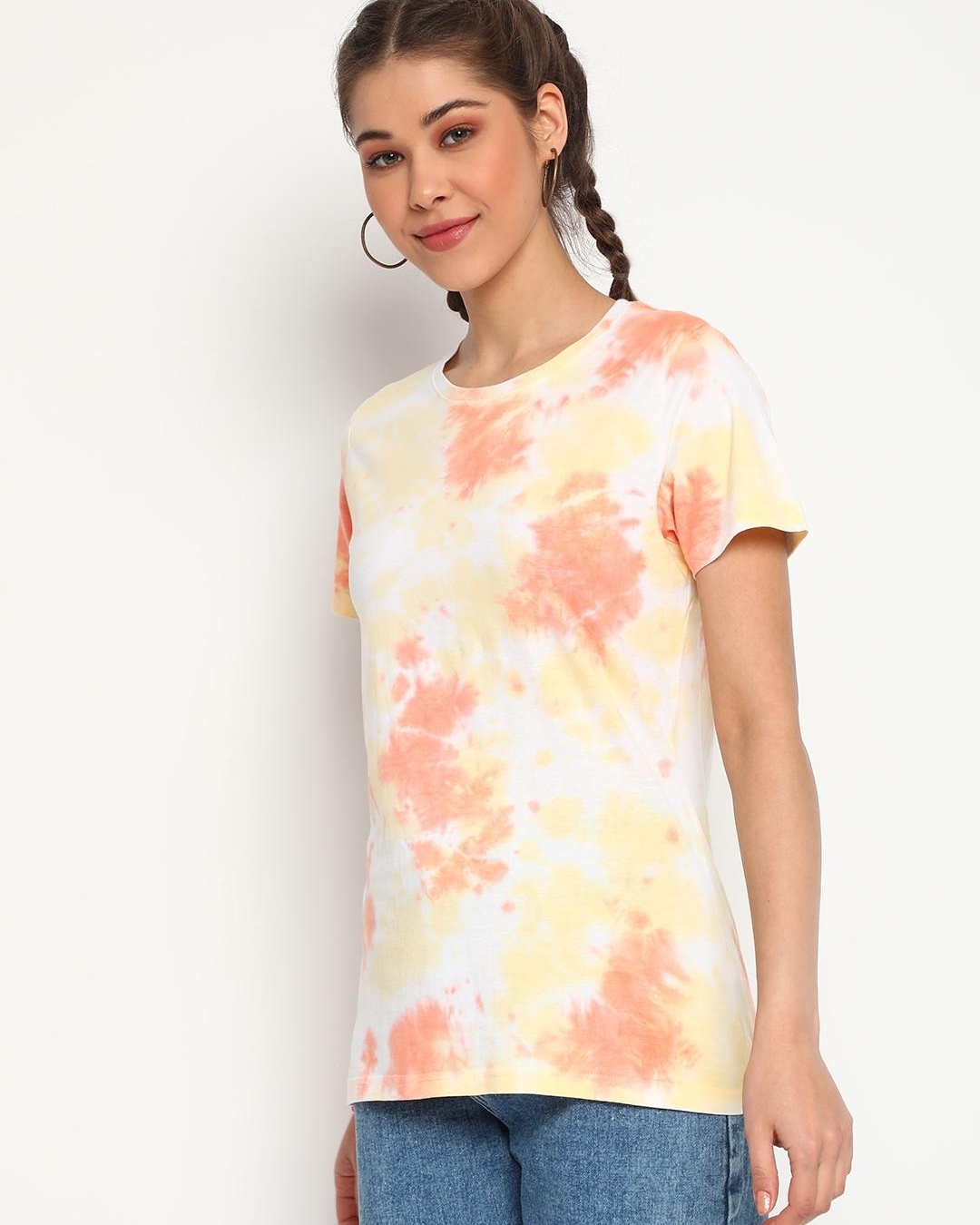 Shop Women's Orange Tie & Dye T-shirt-Back