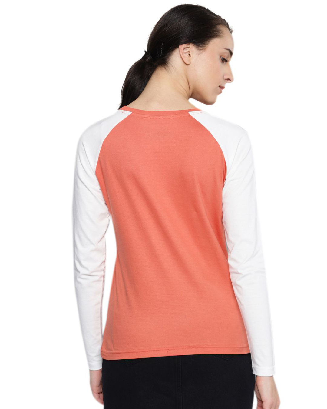 Shop Women's Orange & White Solid T-shirt-Back