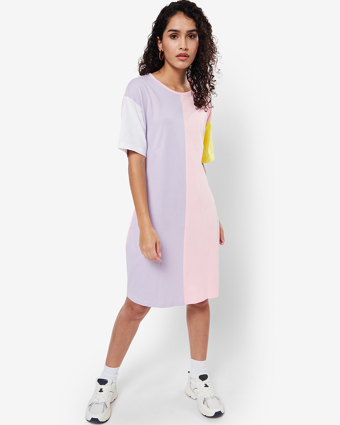 Shop Women's Orchid Petal-Rose Shadow Color Block Relaxed Fit Dress-Back