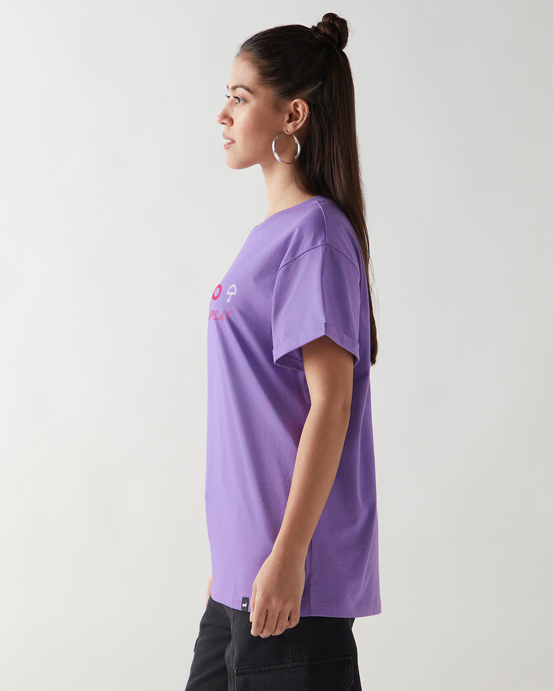 Shop Women's Paisley Purple Dare To Play Graphic Printed Boyfriend T-shirt-Back