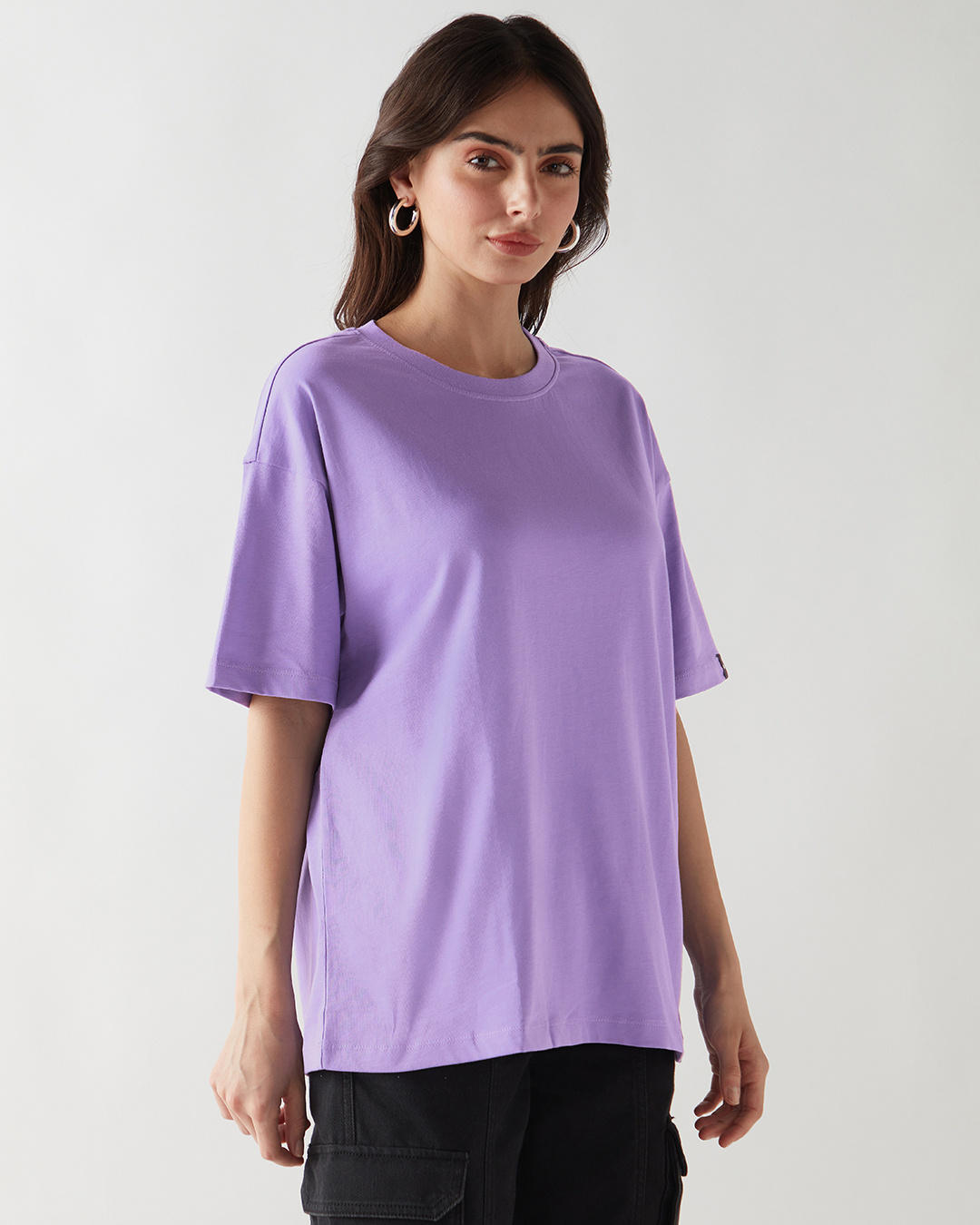 Shop Women's Paisley Purple Oversized T-shirt-Back