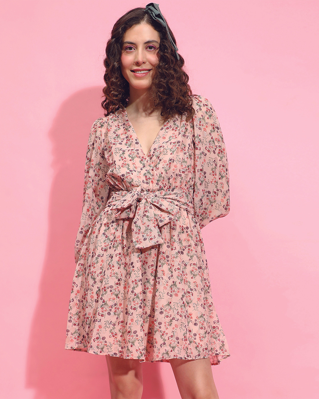 Buy Women's Peach Floral Print Dress Online at Bewakoof
