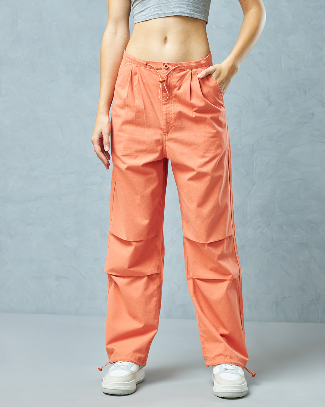 Shop Women's Peach Oversized Parachute Pants-Back