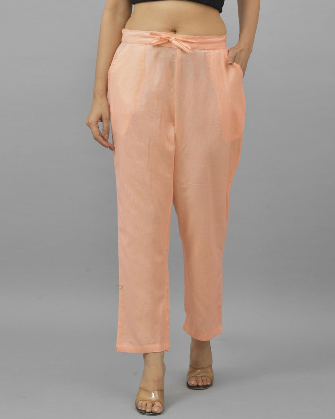 Peach - Flex Cotton Tapered Casual Pant for Women