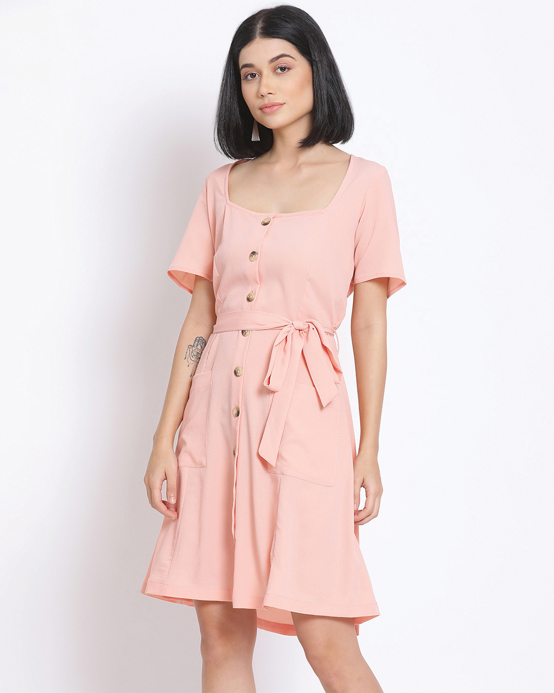 Shop Women's Peachy Pink A-Line Dress-Back