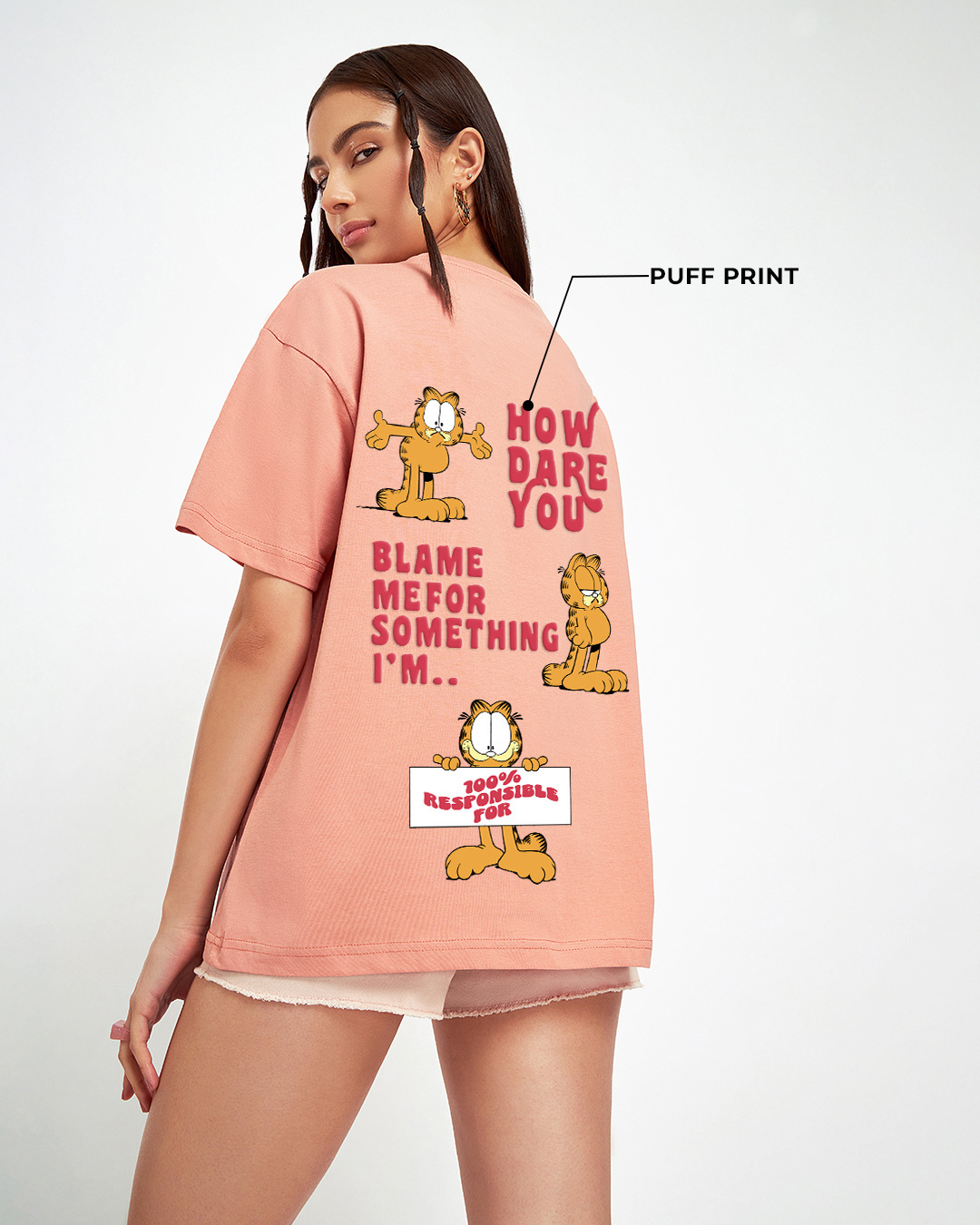 Shop Women's Pink 100% Responsible Graphic Printed Oversized T-shirt-Back