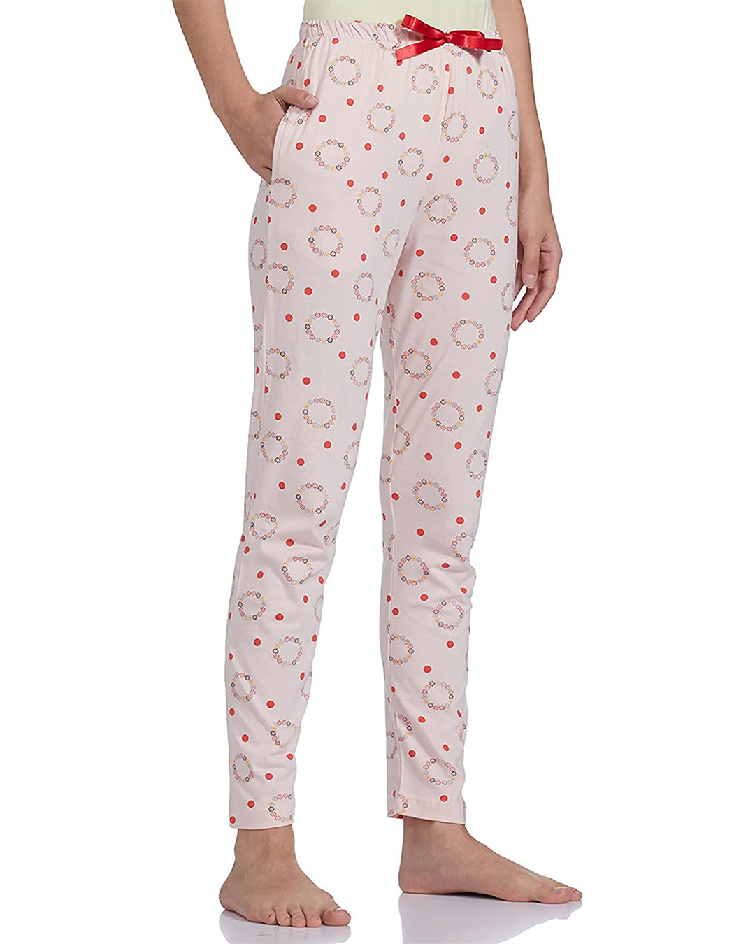 Shop Women's Pink All Over Floral Printed Cotton Pyjamas-Back