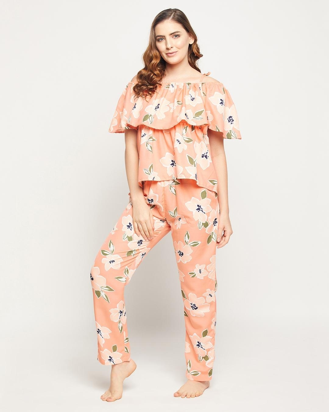 Shop Women's Pink All Over Floral Printed Nightsuit-Back