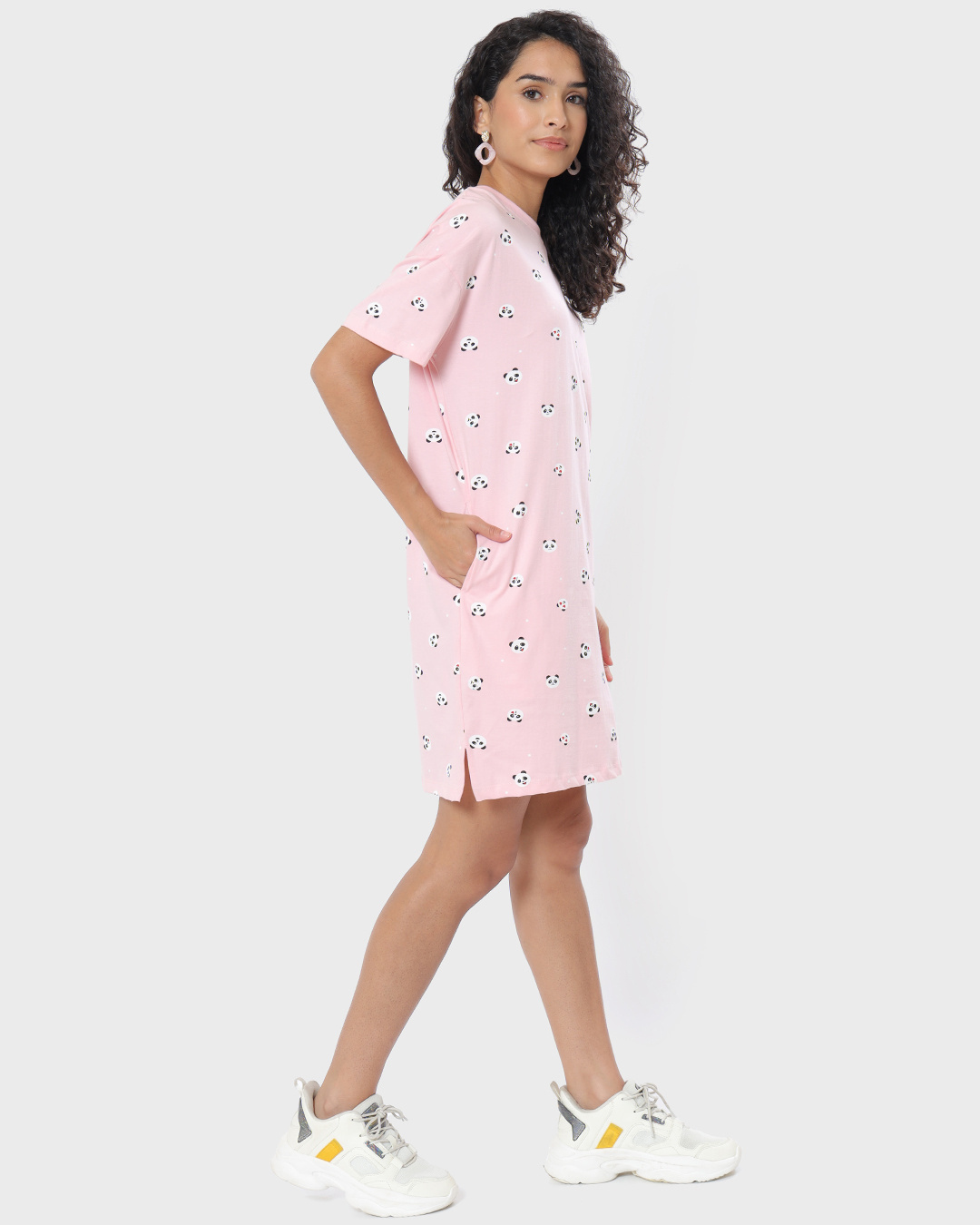 Shop Women's Pink All Over Printed Oversized Dress-Back