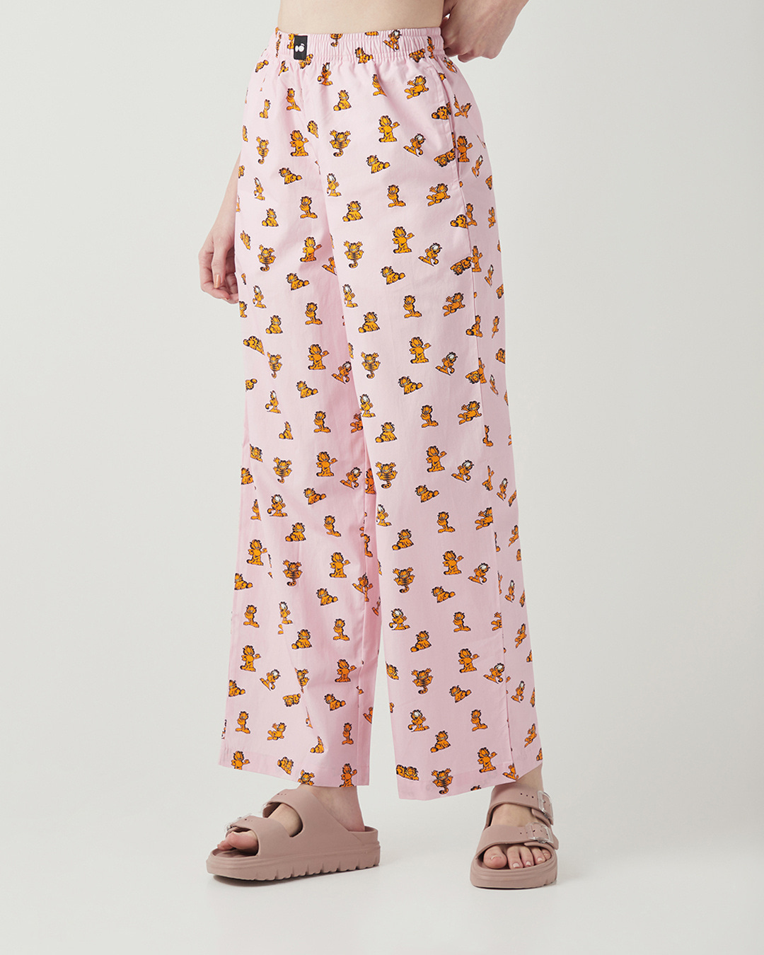 Shop Women's Pink All Over Printed Wide Leg Pyjamas-Back