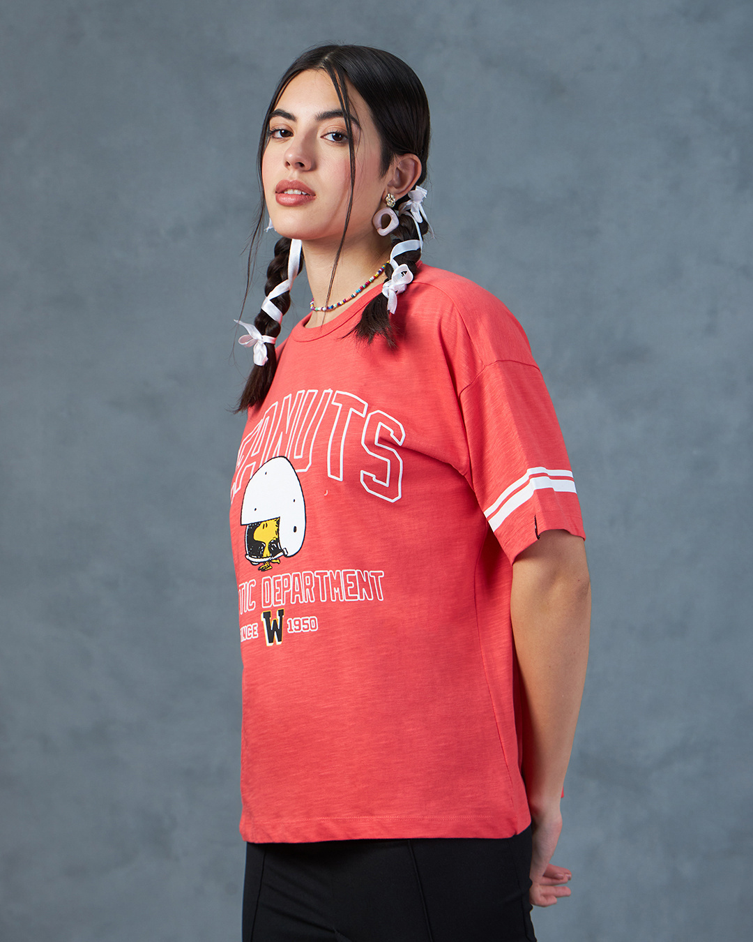 Shop Women's Deep Sea Coral Athletic Graphic Printed Oversized T-shirt-Back