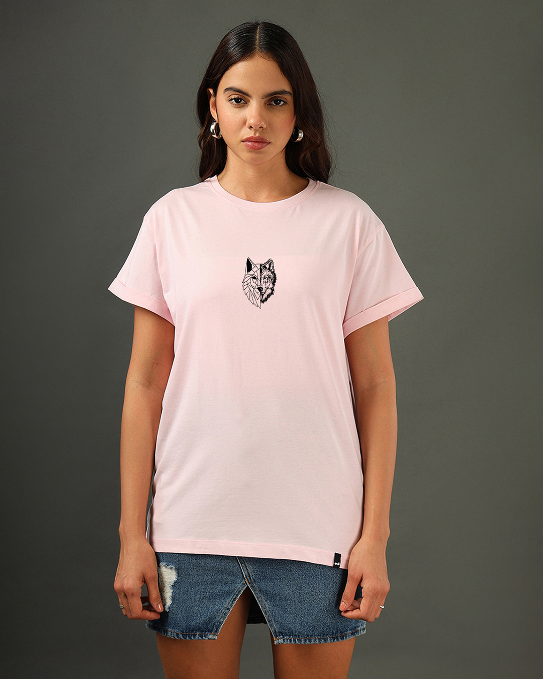Shop Women's Pink Beast Within Graphic Printed Boyfriend T-shirt-Back