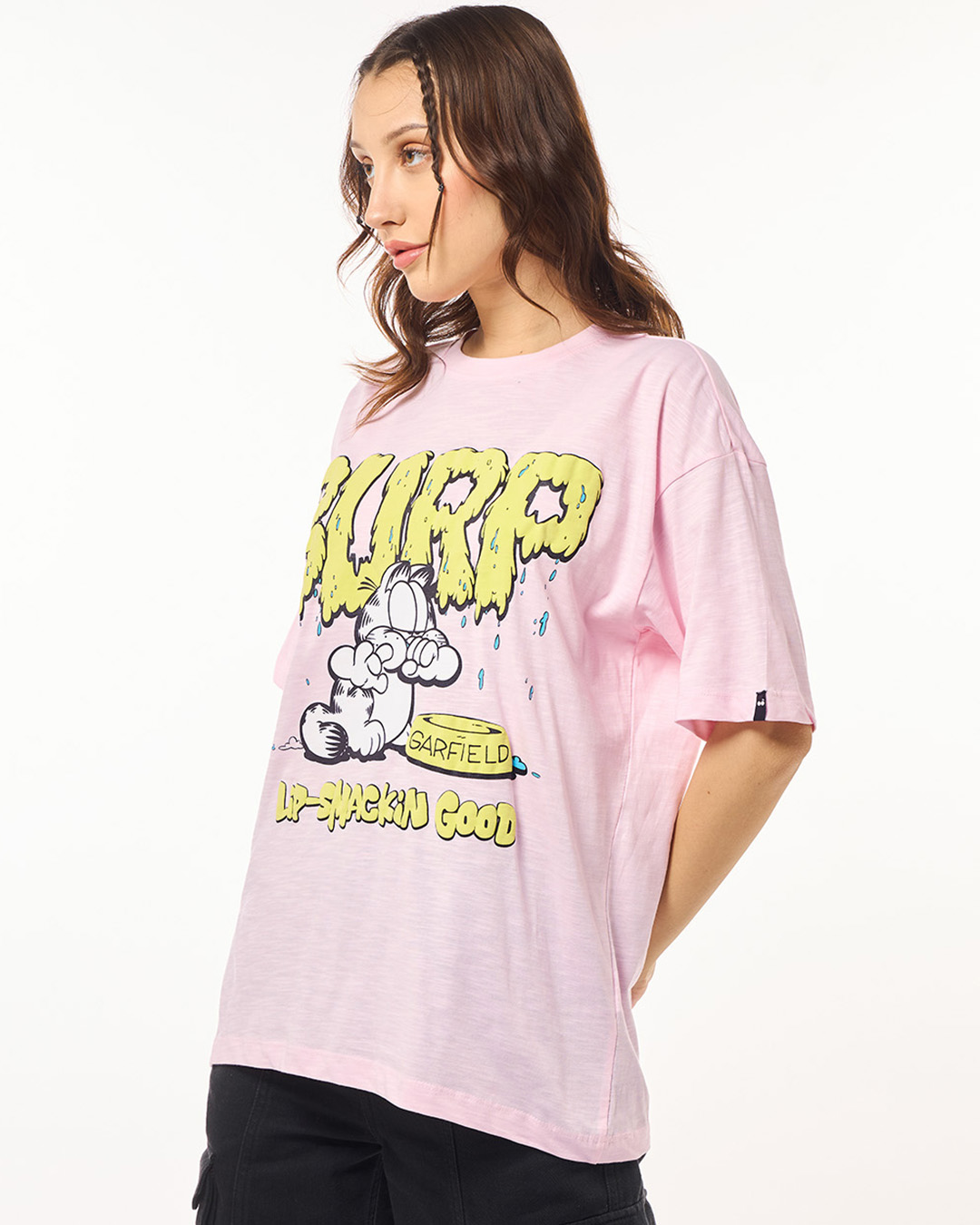 Shop Women's Pink Burp Graphic Printed Oversized T-shirt-Back