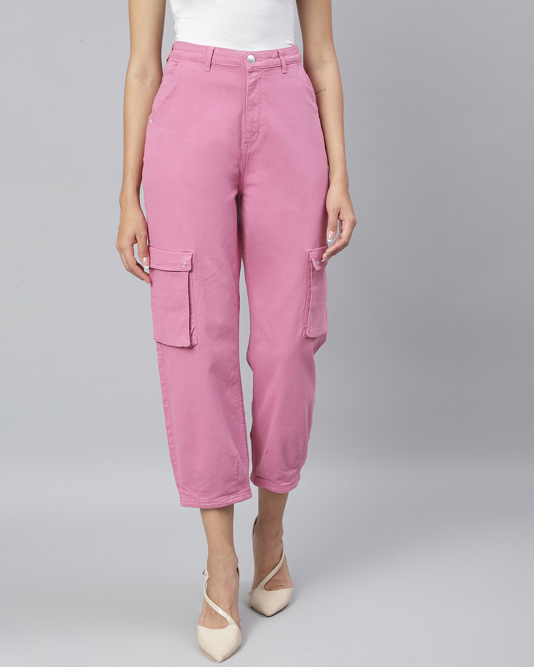 Buy Women's Pink Cargo Jogger Pants Online at Bewakoof