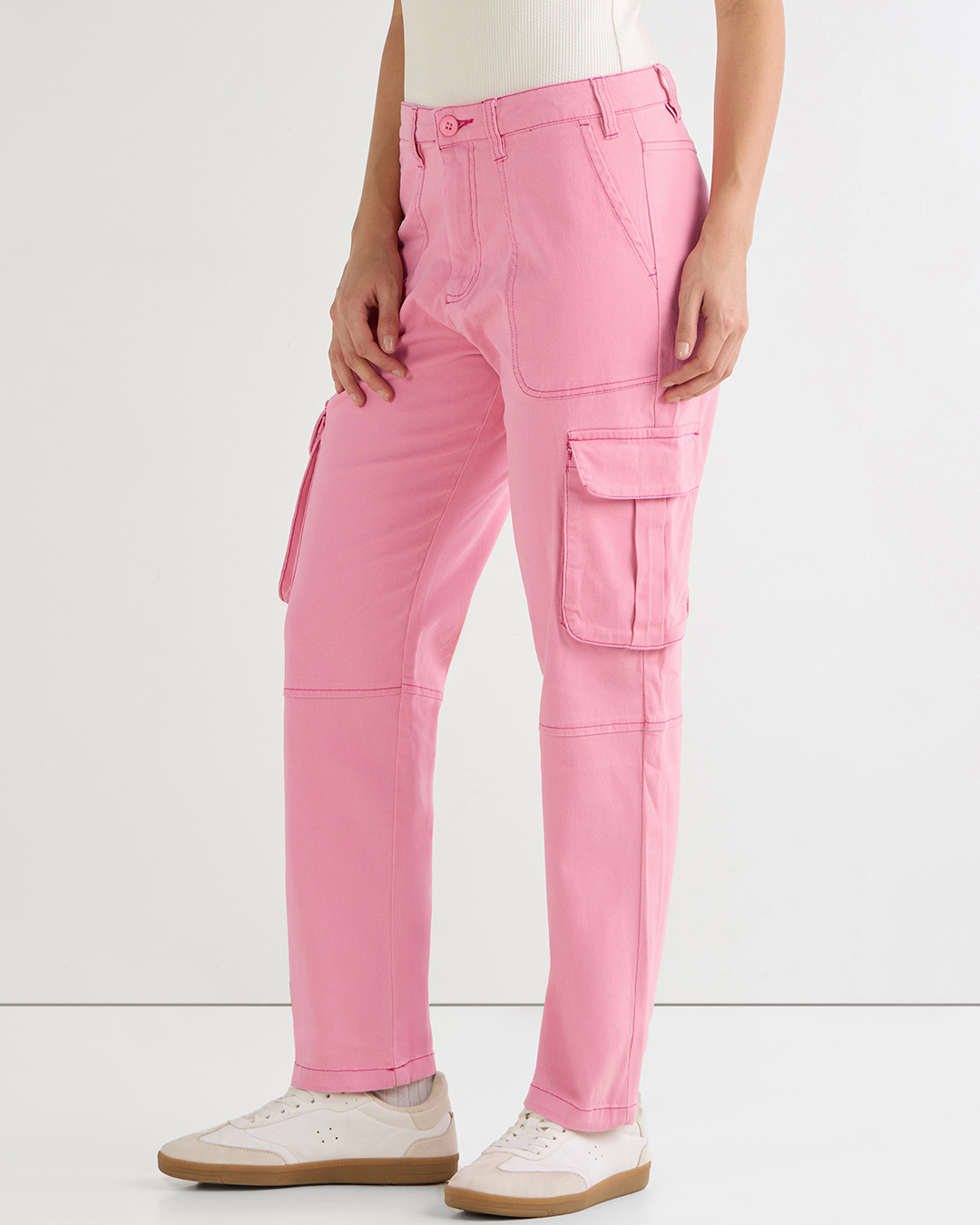 Shop Women's Pink Cargo Pants-Back