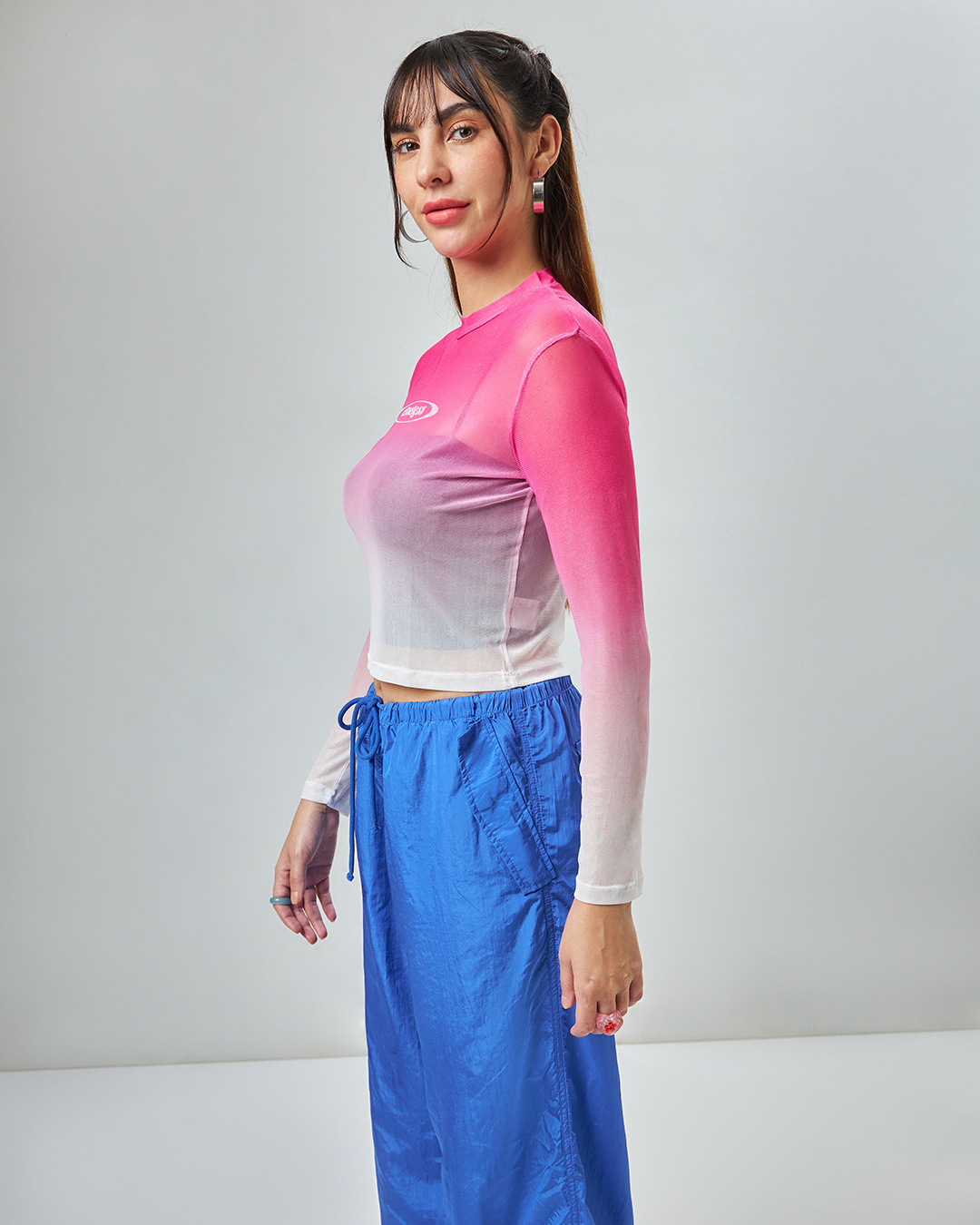 Shop Women's Pink Ombre Slim Fit Short Top-Back