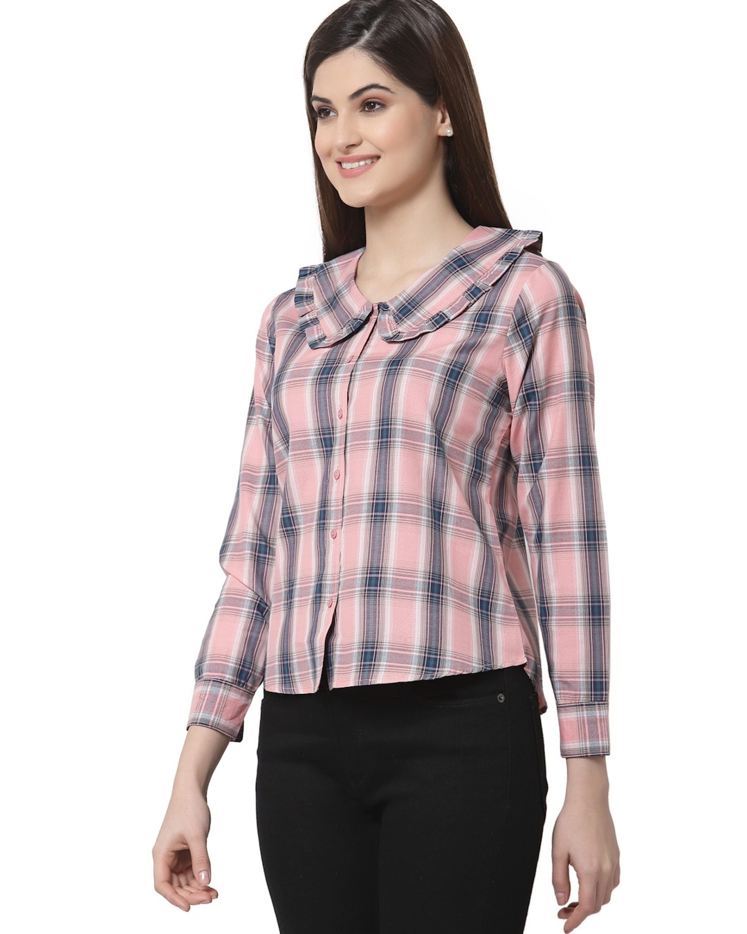 Shop Women's Pink Checked Shirt-Back