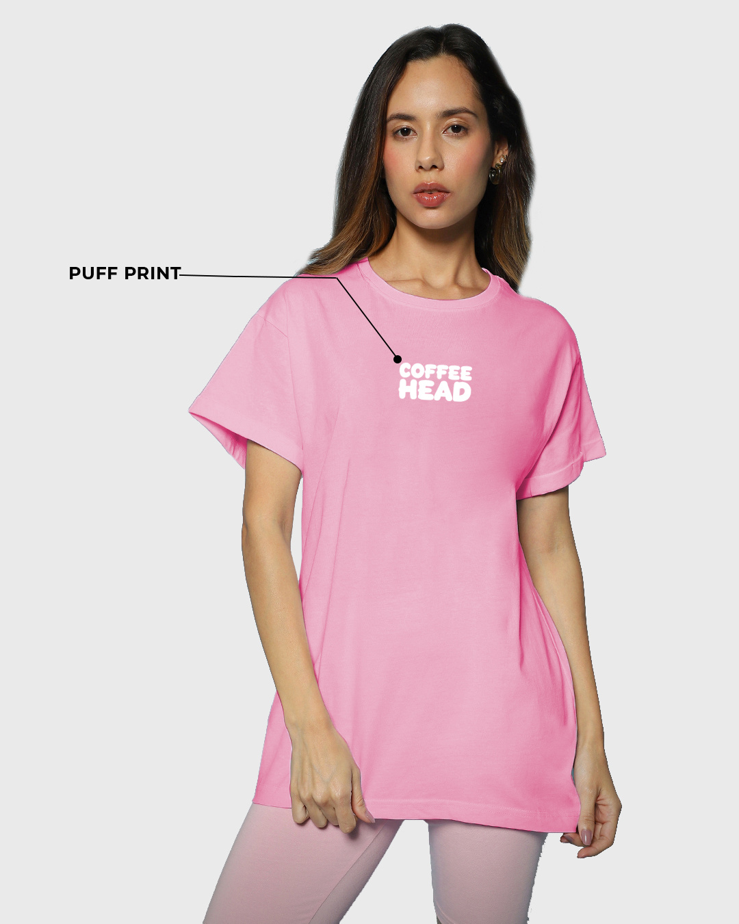 Shop Women's Pink Coffee Head Graphic Printed Boyfriend T-shirt-Back