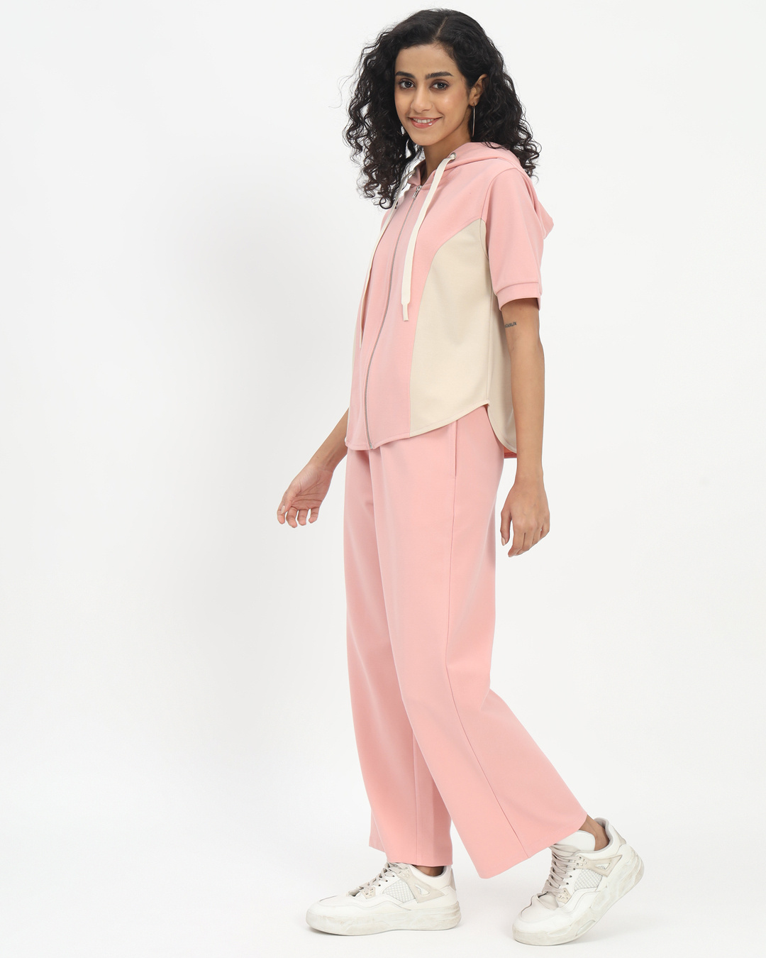 Shop Women's Pink Color Block Co-ordinates-Back