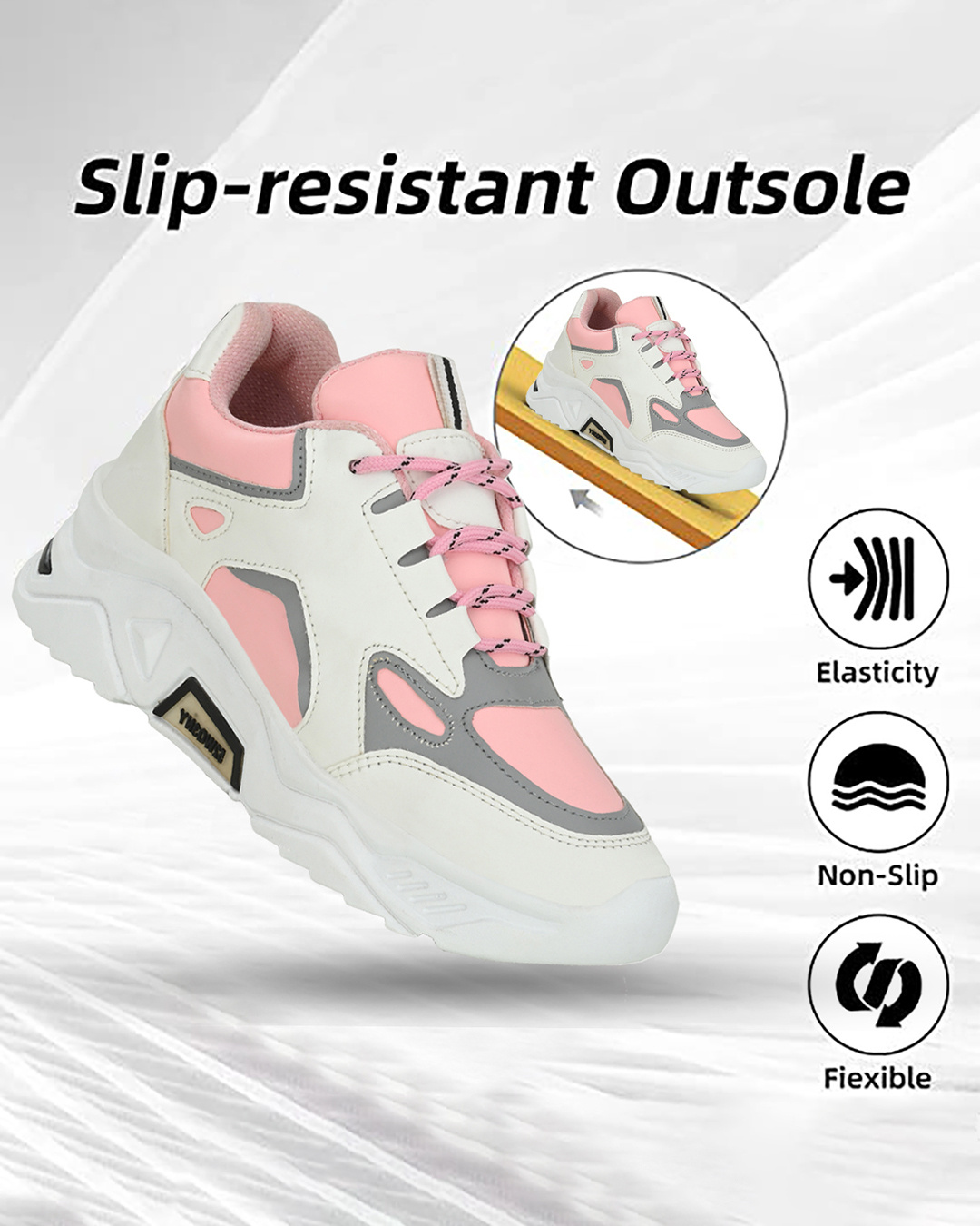 Shop Women's Pink Color Block Sports Shoes-Back