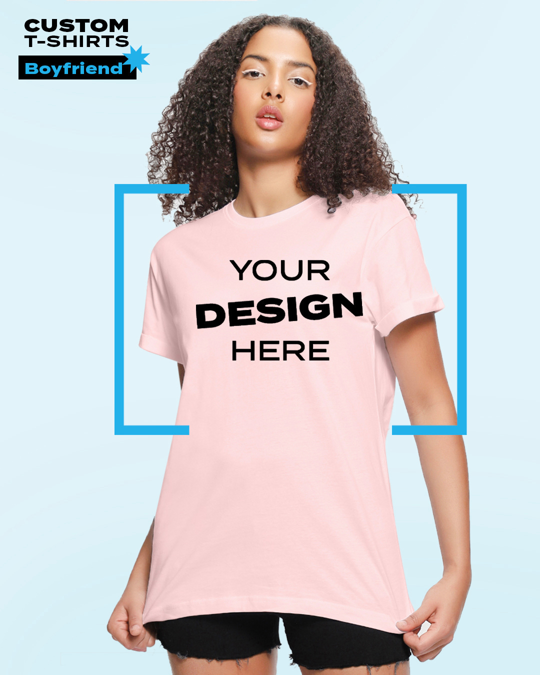 Buy Women's Pink Customizable Boyfriend T-shirt Online at Bewakoof