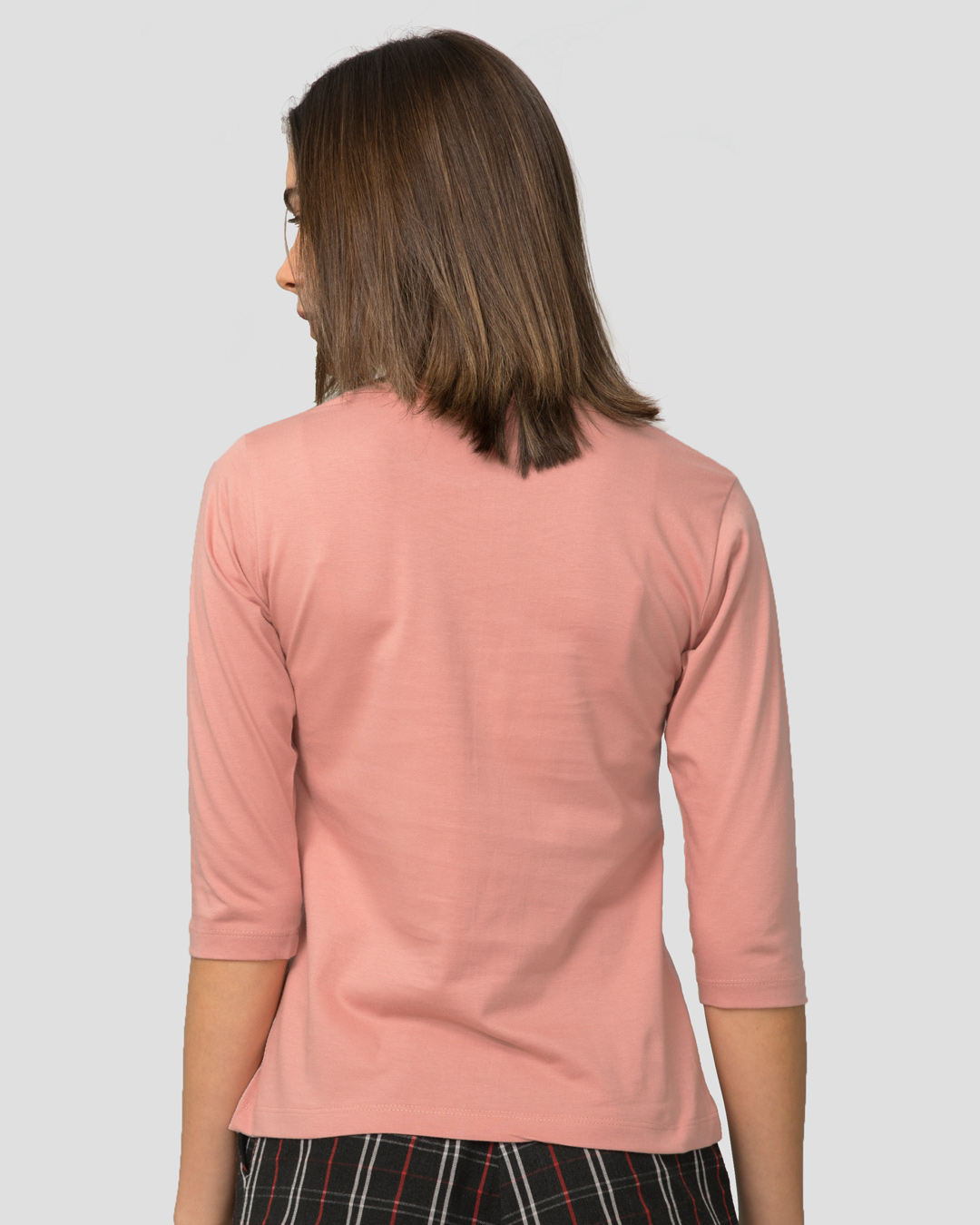 Shop Women's Pink Cute Peeking Cat Graphic Printed 3/4th Sleeve T-shirt-Back