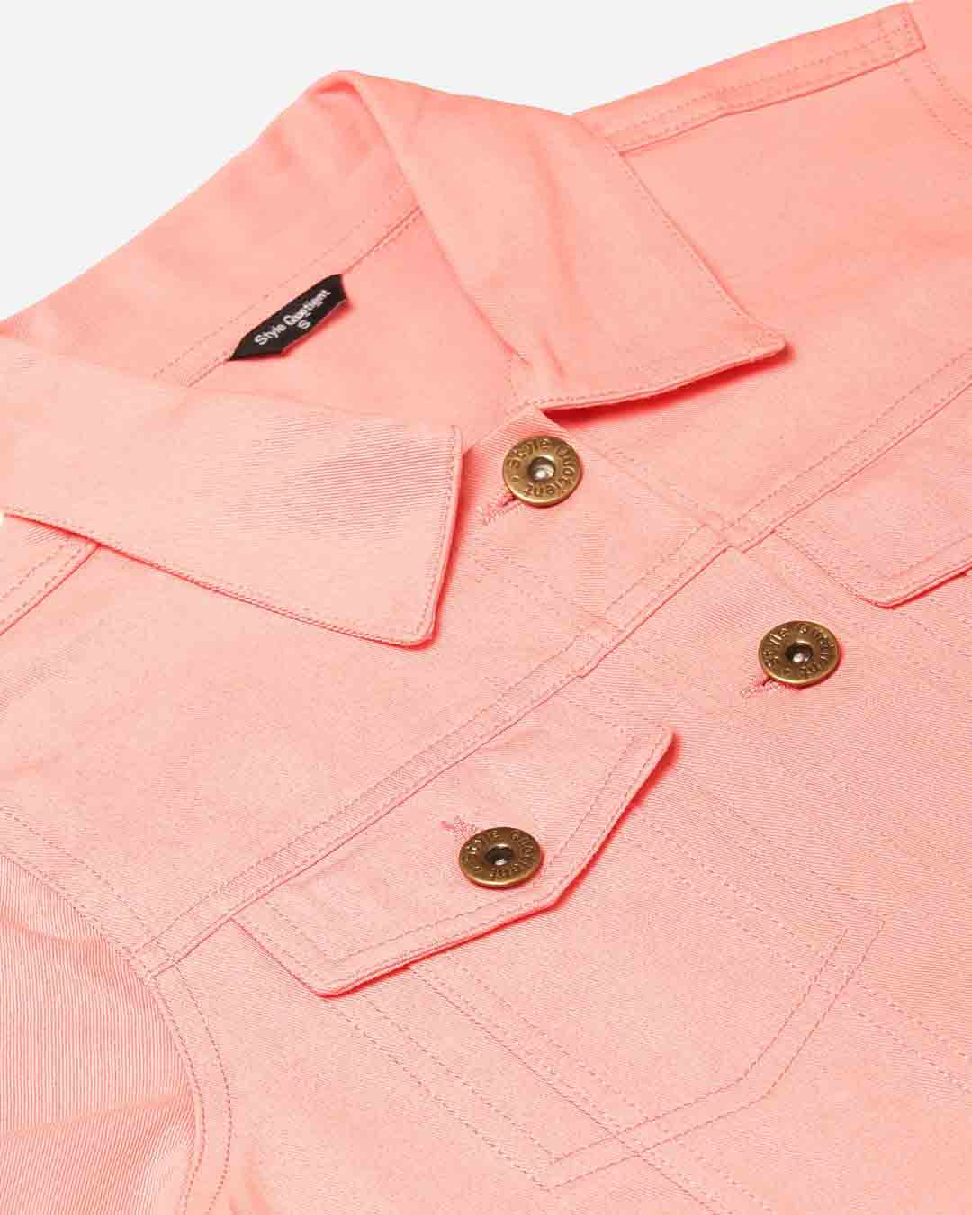 Shop Women's Pink Denim Jacket-Back