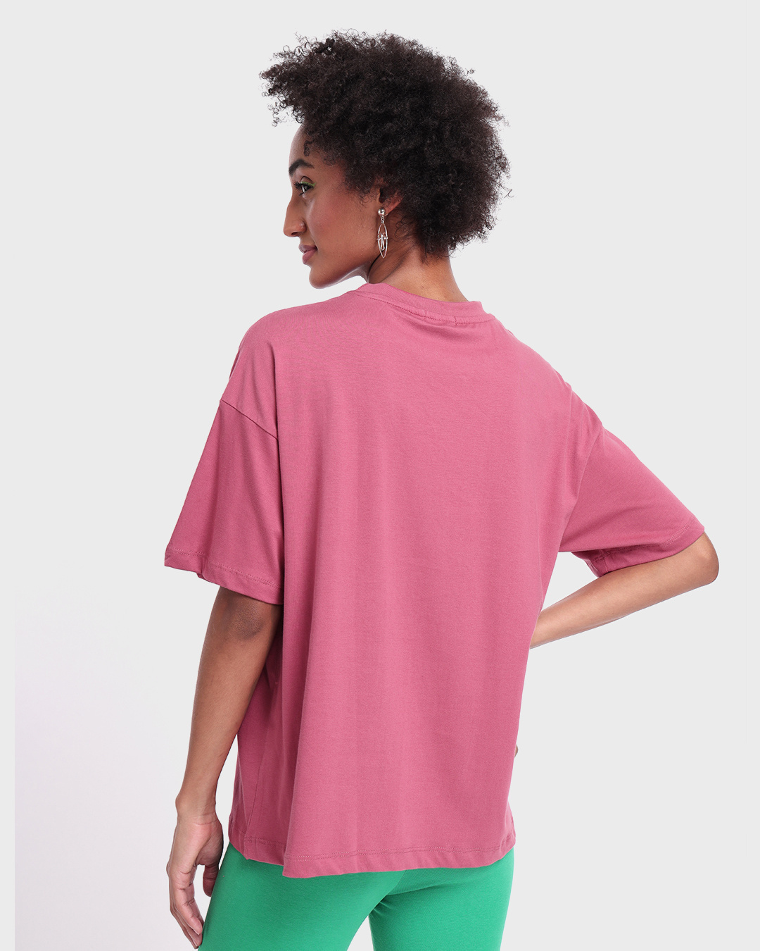 Shop Women's Pink Emotions Of PO Graphic Printed Oversized T-shirt-Back