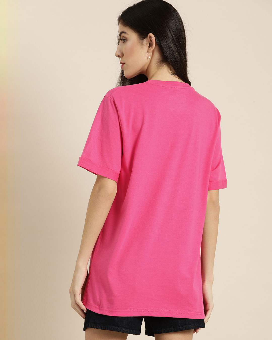 Shop Women's Pink Floral Print T-shirt-Back