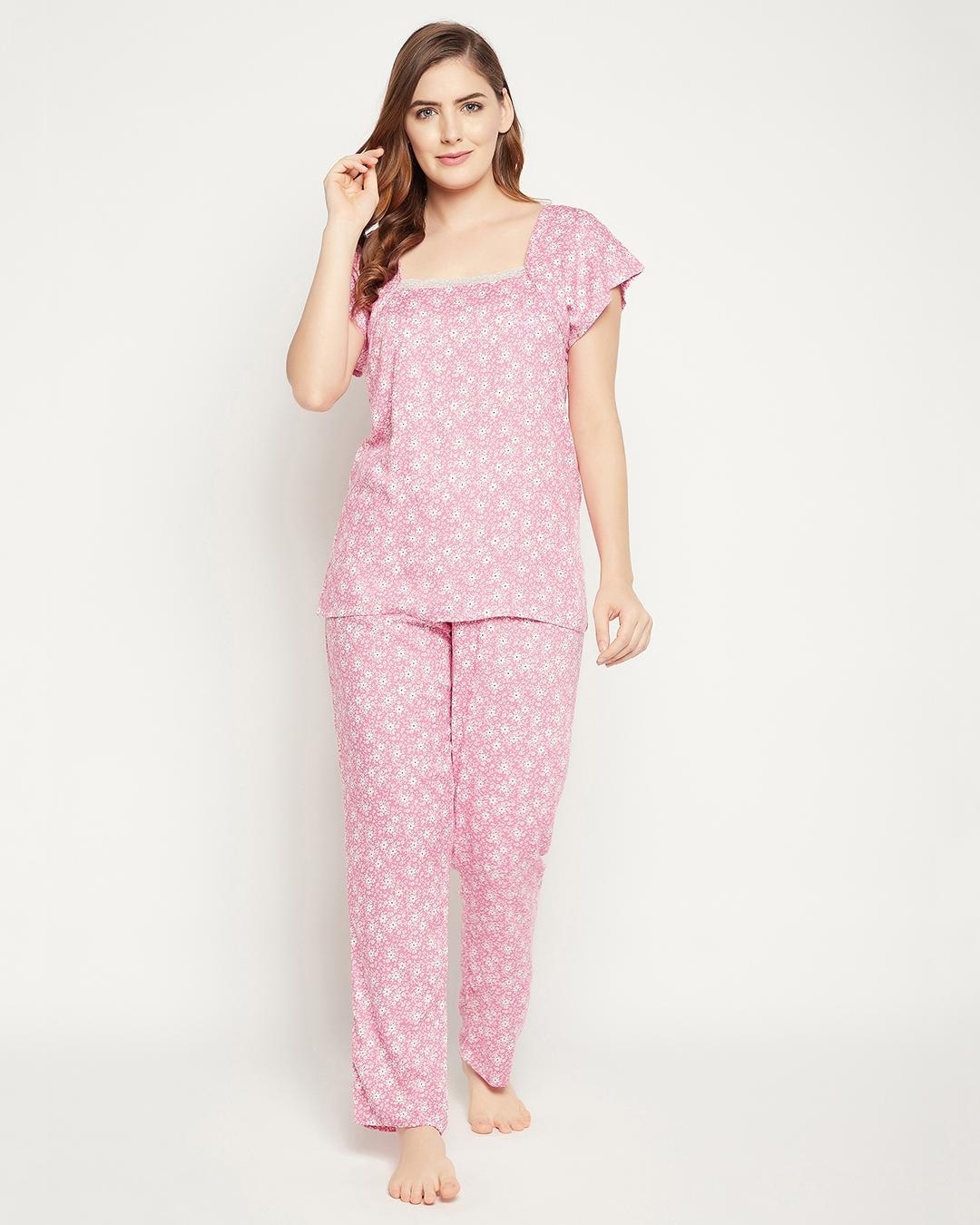 Buy Women's Pink Floral Printed Nightsuit Online in India at Bewakoof