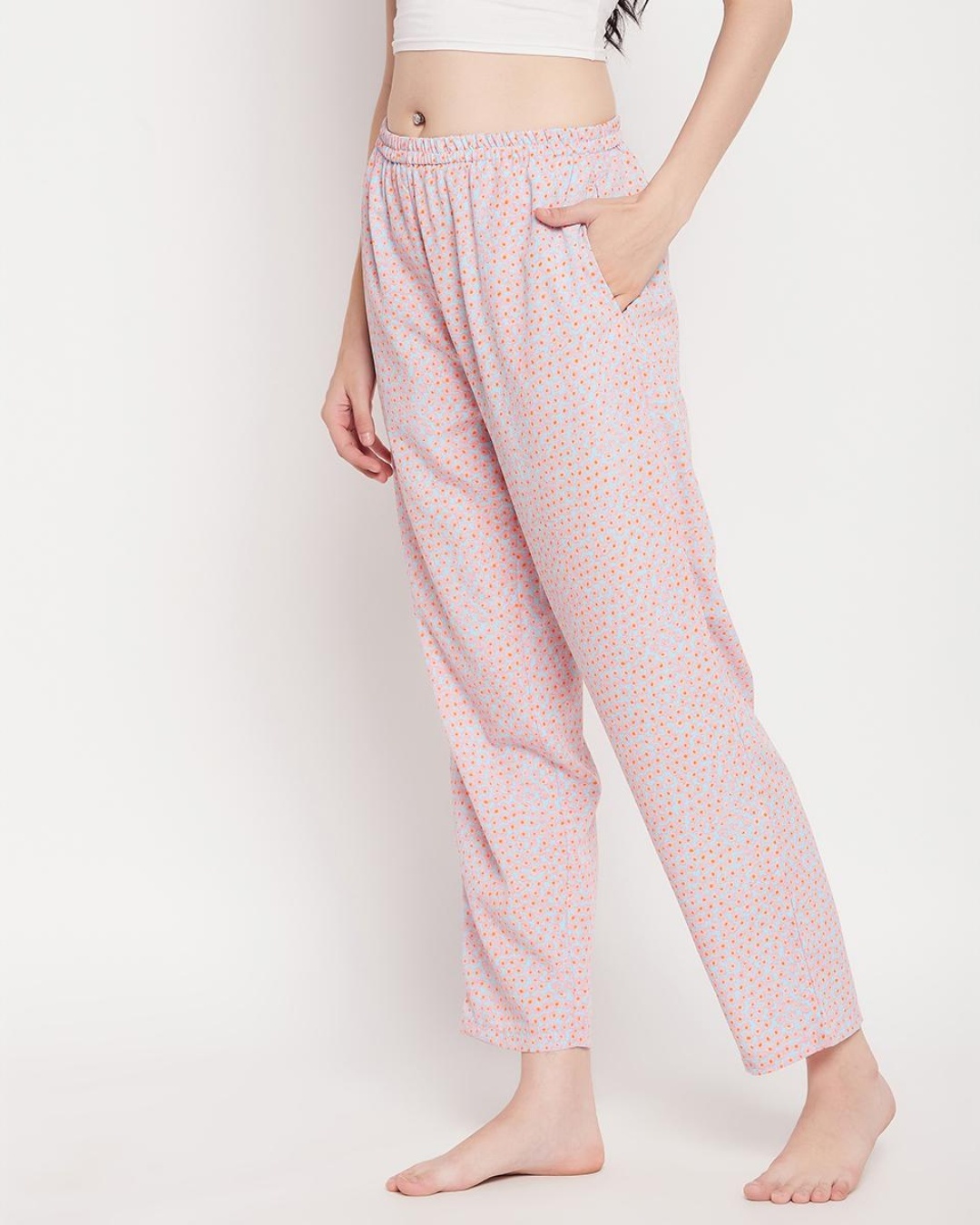 Shop Women's Pink Floral Printed Pyjamas-Back
