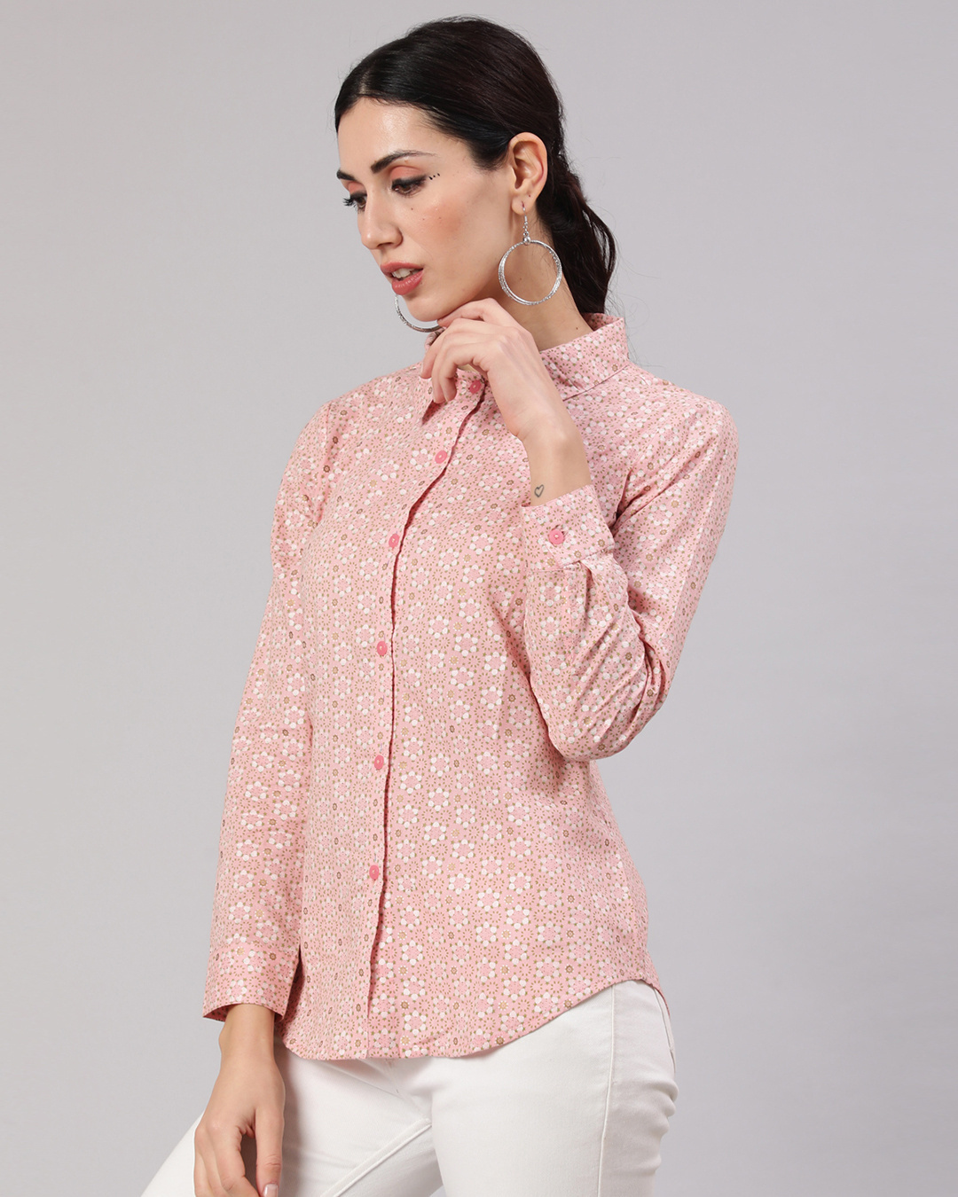 Shop Women's Pink Floral Printed Shirt-Back