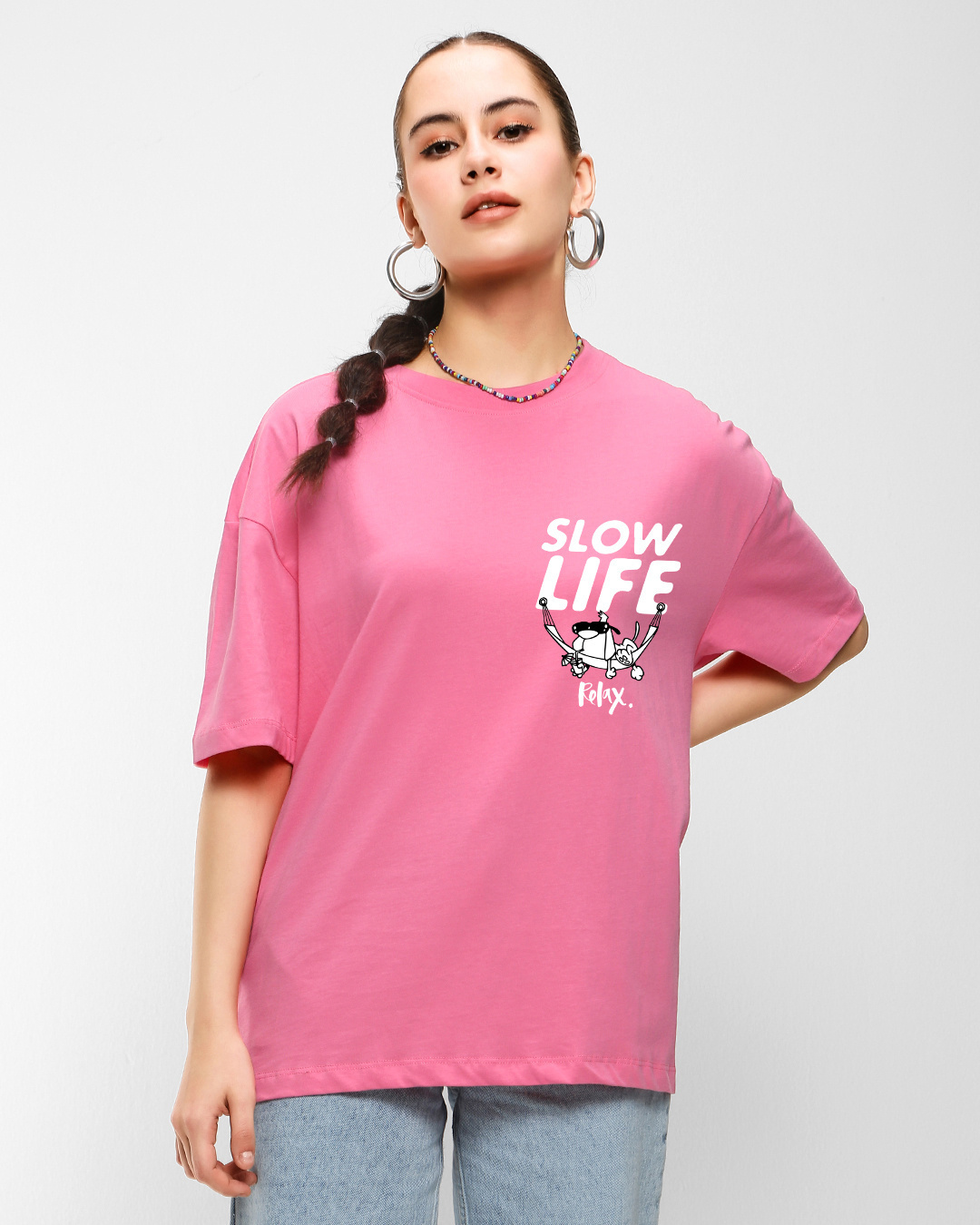 Shop Women's Pink Get it Done Graphic Printed Oversized T-shirt-Back